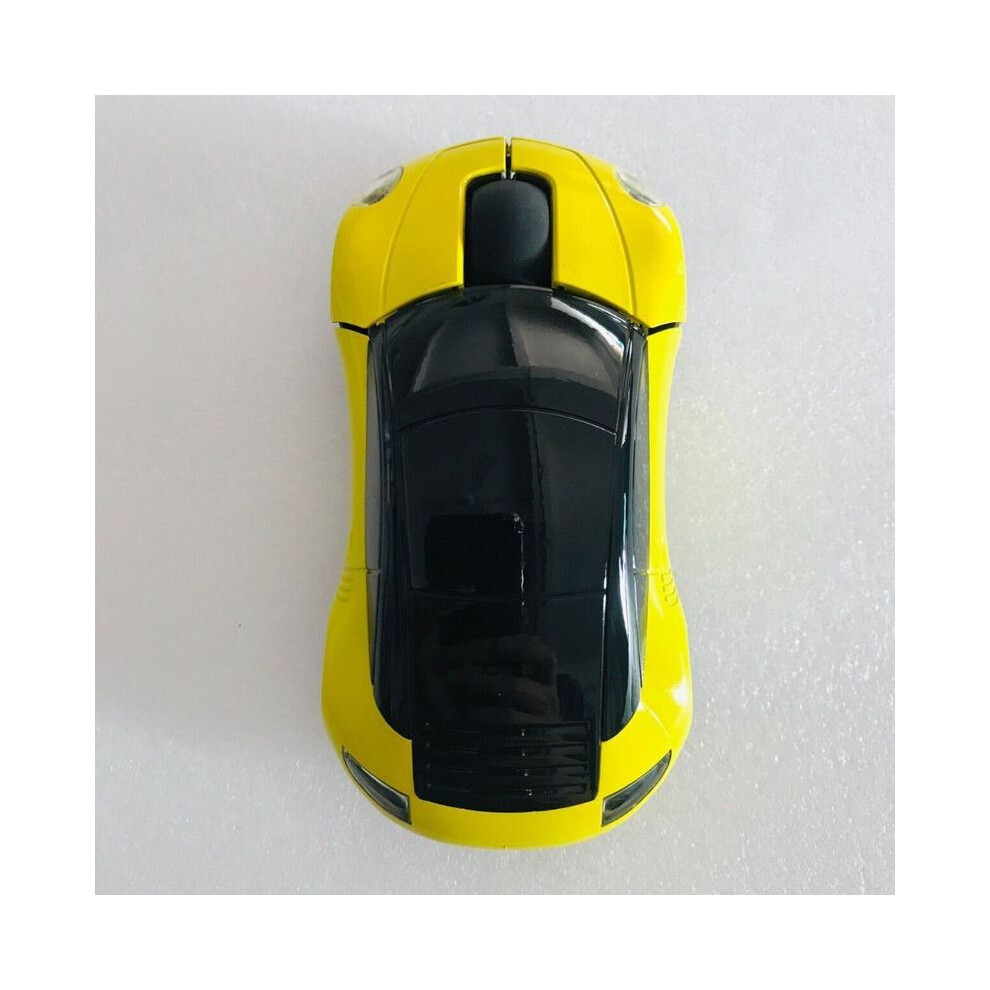 (yellow) 2.4GHz Sports Car Wireless Mouse USB Scroll 1600DPI Car Shaped Wireless Mouse Convenient Portable for Laptop/PC-image-OPC-PG92Y2B-NEW