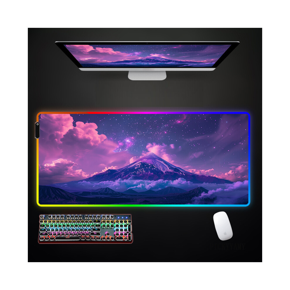 Maxpower (Wa00410 (2), 900X400x4mm) Landscape And Sunset Glow Rgb Mouse Pad Large Gamer Mousepads Led Desk Rug Mouse Mat Backlit Laptop Pads Luminous Keyboard