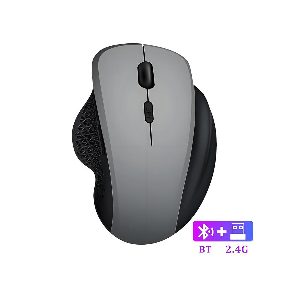 Maxpower (Bt5.2 2.4G ) Bluetooth 5.2 Mouse Wireless Mouse Dual-Mode Silent Mouse Rechargeable Gaming Mouse 1600Dpi For Laptop Computer Win Mac Os Gray