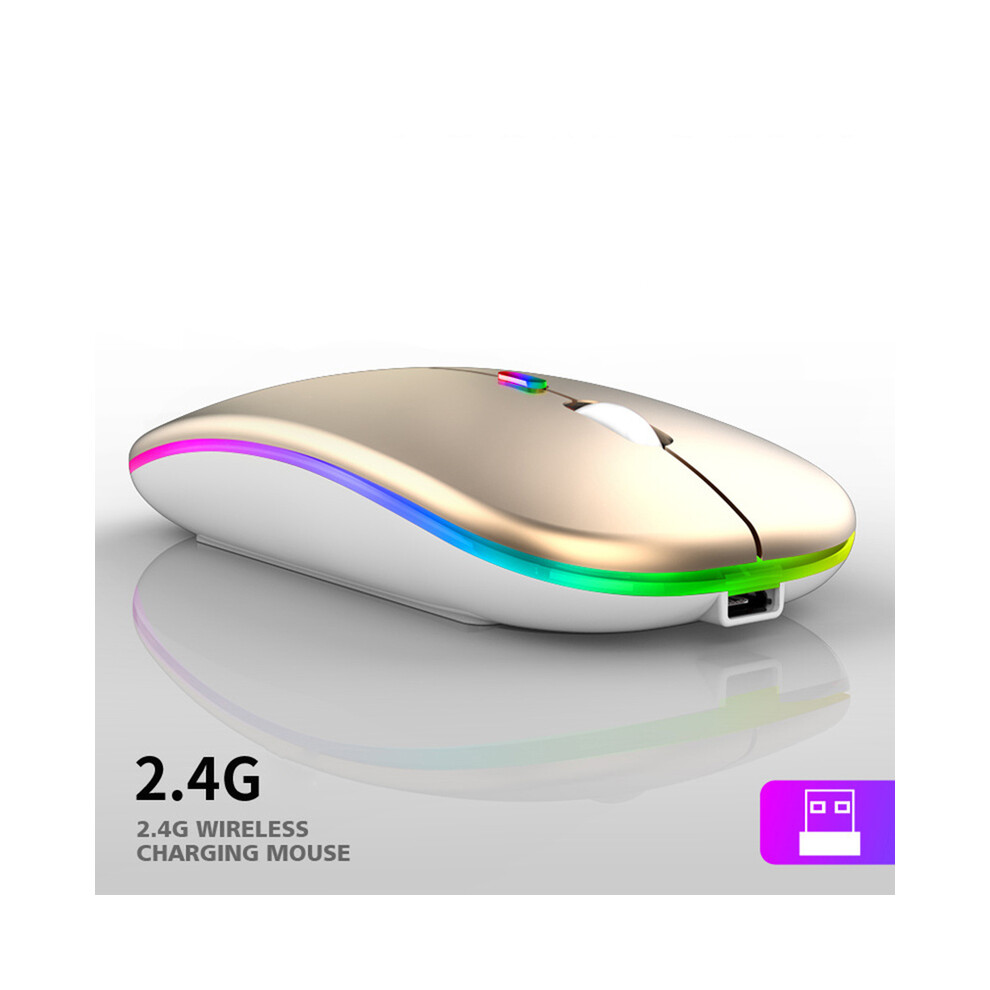 Maxpower (Gold) Wireless Mouse For Laptop Pc 2.4Ghz Rgb Rechargeable Mouses Wireless Computer Silent Mice Led Backlit Ergonomic Gaming Mouse Gold