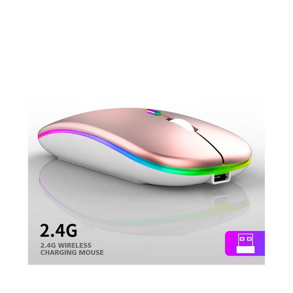 Maxpower (Rose ) Wireless Mouse For Laptop Pc 2.4Ghz Rgb Rechargeable Mouses Wireless Computer Silent Mice Led Backlit Ergonomic Gaming Mouse Gold