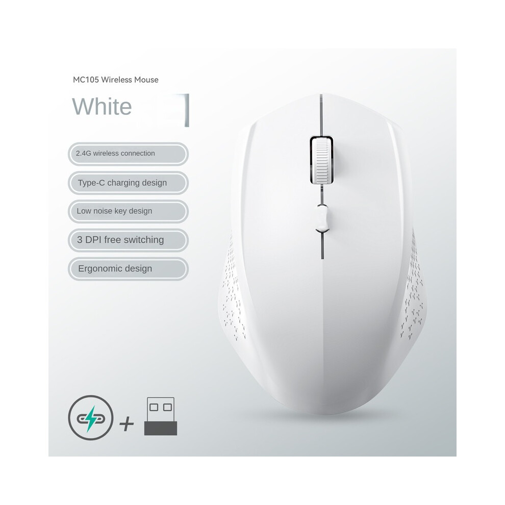 Maxpower ( 2.4G) 1600 Dpi Dual Mode Wireless Mice Rechargeable Ergonomic Silent Bluetooth Mouse For Laptop/Notebook/Ipad/Tablet/Mac Book White