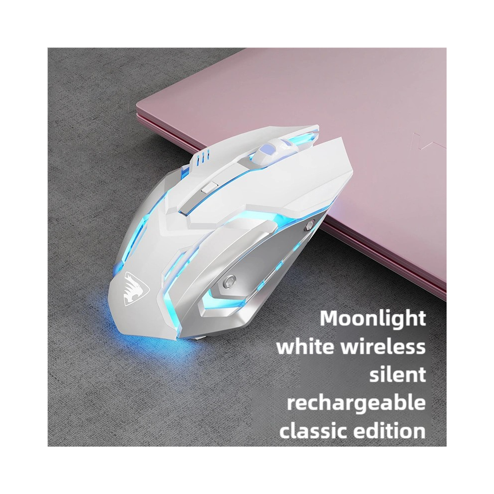 Maxpower (S6 Mouse) Usb Wireless Gaming Mouse Rgb Gamer Mouse 6 Buttons Mice Optical Office Computer Mouse For Desktop Laptop Ergonomic Mouse White