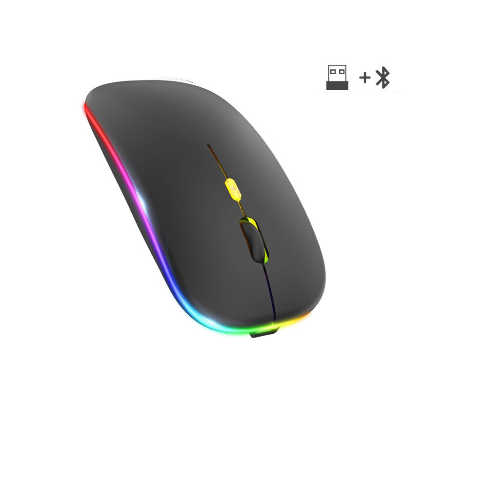 (black) Wireless Mouse RGB Rechargeable Bluetooth Mice Wireless Computer Mause LED Backlit Ergonomic Gaming Mouse for Laptop PC