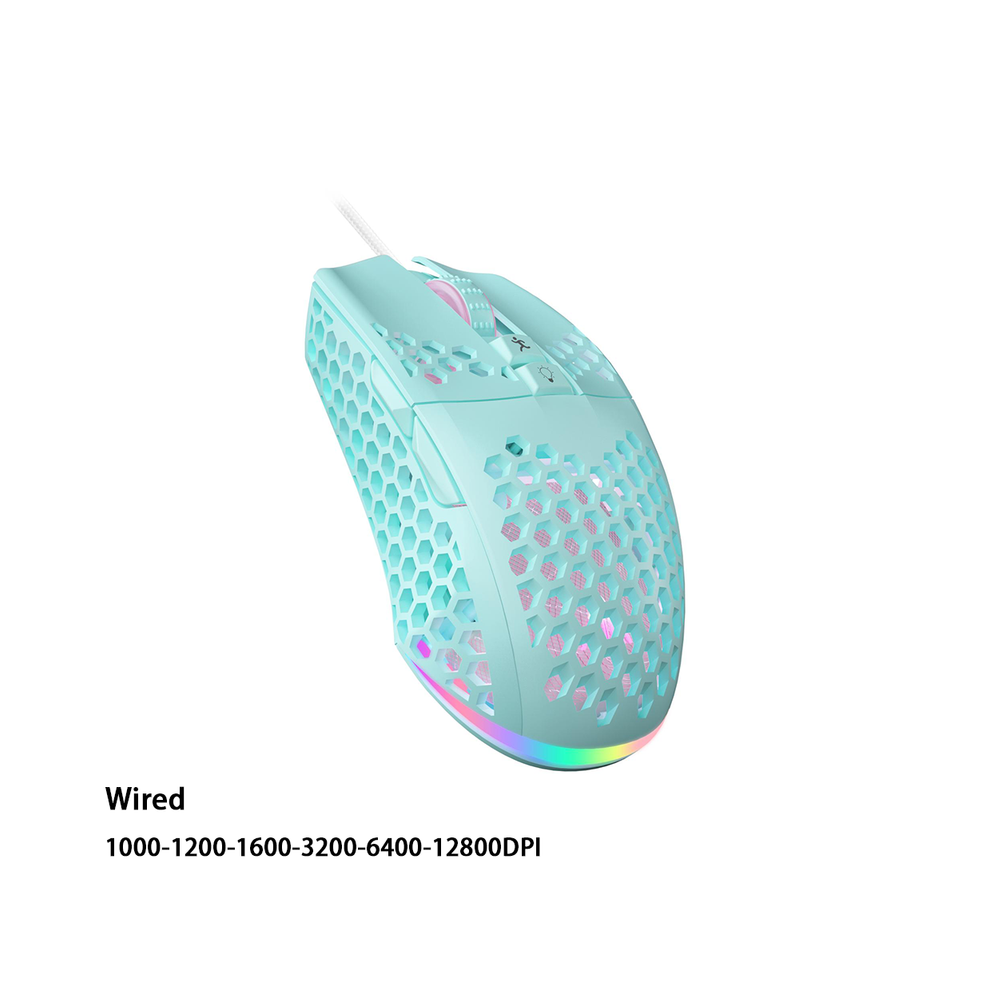 ( Wired) Wireless/Wired Gaming E-Sports Mouse Ultralight Honeycomb Shell Rgb Backlit Adjustable 12800Dpi Ergonomic Gamer Mice Green 9190758303315