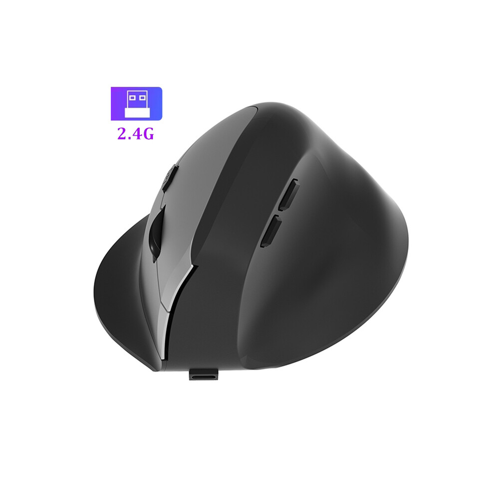 (2.4G ) Bluetooth Mouse Vertical Mouse Ergonomic Wireless Optical Mice 3 Adjustable Dpi 800/1200/1600 6 Buttons For Laptop Desktop Silver 9190758312683