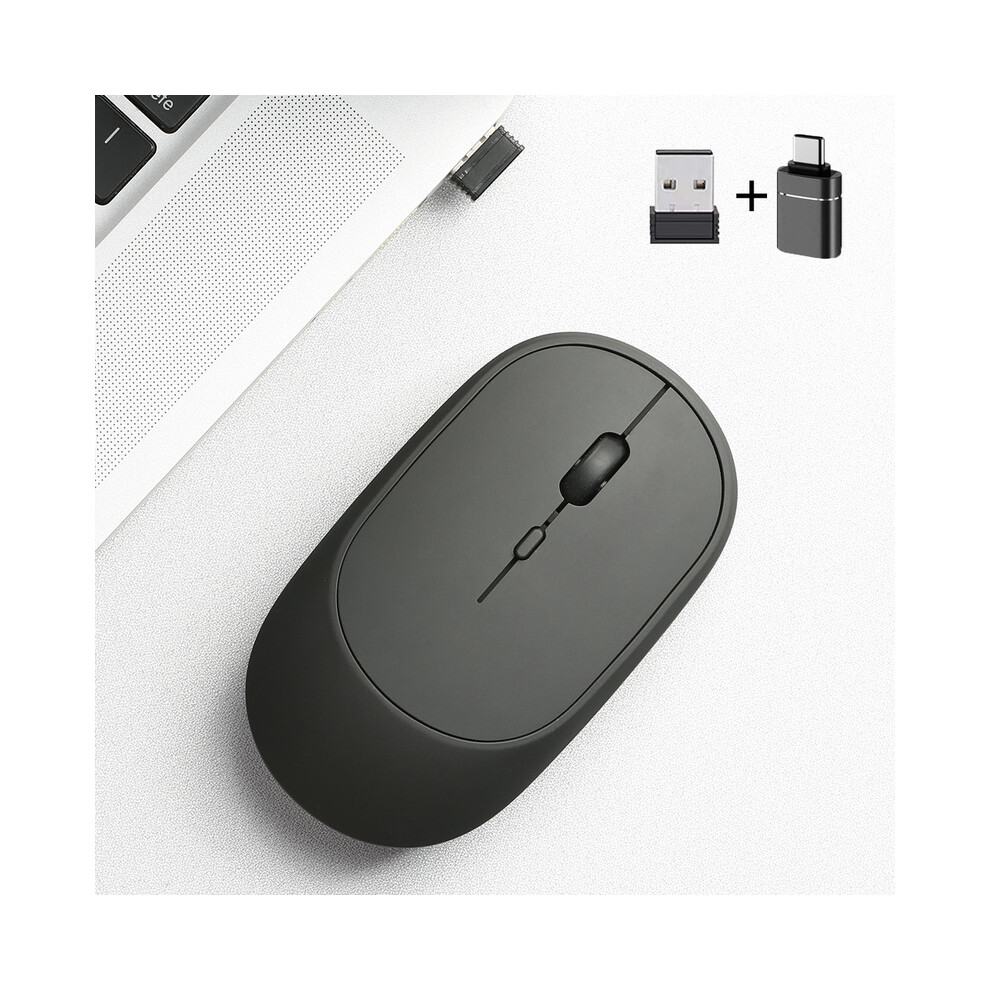 ( And Otg) Bluetooth-Compatible Mouse 2.4Ghz Wireless Mouse Rechargeable Silent Mouse Usb Gaming Mice 1600Dpi For Pc Mac Tablet Laptop Ipad Black 9190758294132
