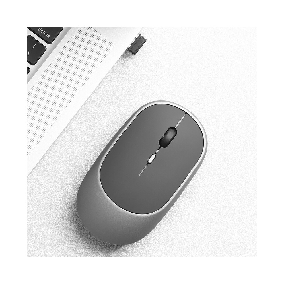 Maxpower (Gray) Bluetooth-Compatible Mouse 2.4Ghz Wireless Mouse Rechargeable Silent Mouse Usb Gaming Mice 1600Dpi For Pc Mac Tablet Laptop Ipad Gray