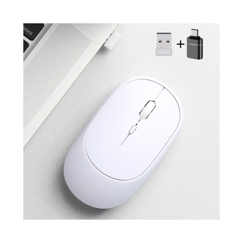 Maxpower ( And Otg) Bluetooth-Compatible Mouse 2.4Ghz Wireless Mouse Rechargeable Silent Mouse Usb Gaming Mice 1600Dpi For Pc Mac Tablet Laptop Ipad White