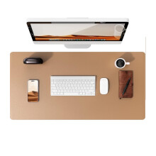 (Khaki, 60x35 cm) Desk Pad Protector, Office Desk Mat, Large Mouse Pad, Waterproof Non-Slip PU Leather Desk Blotter for Office and Home