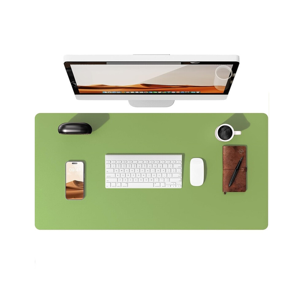 (Leaf 90X43cm) Desk Pad Protector, Office Desk Mat, Large Mouse Pad, Waterproof Non-Slip Pu Leather Desk Blotter For Office And Home Green 9190758301199