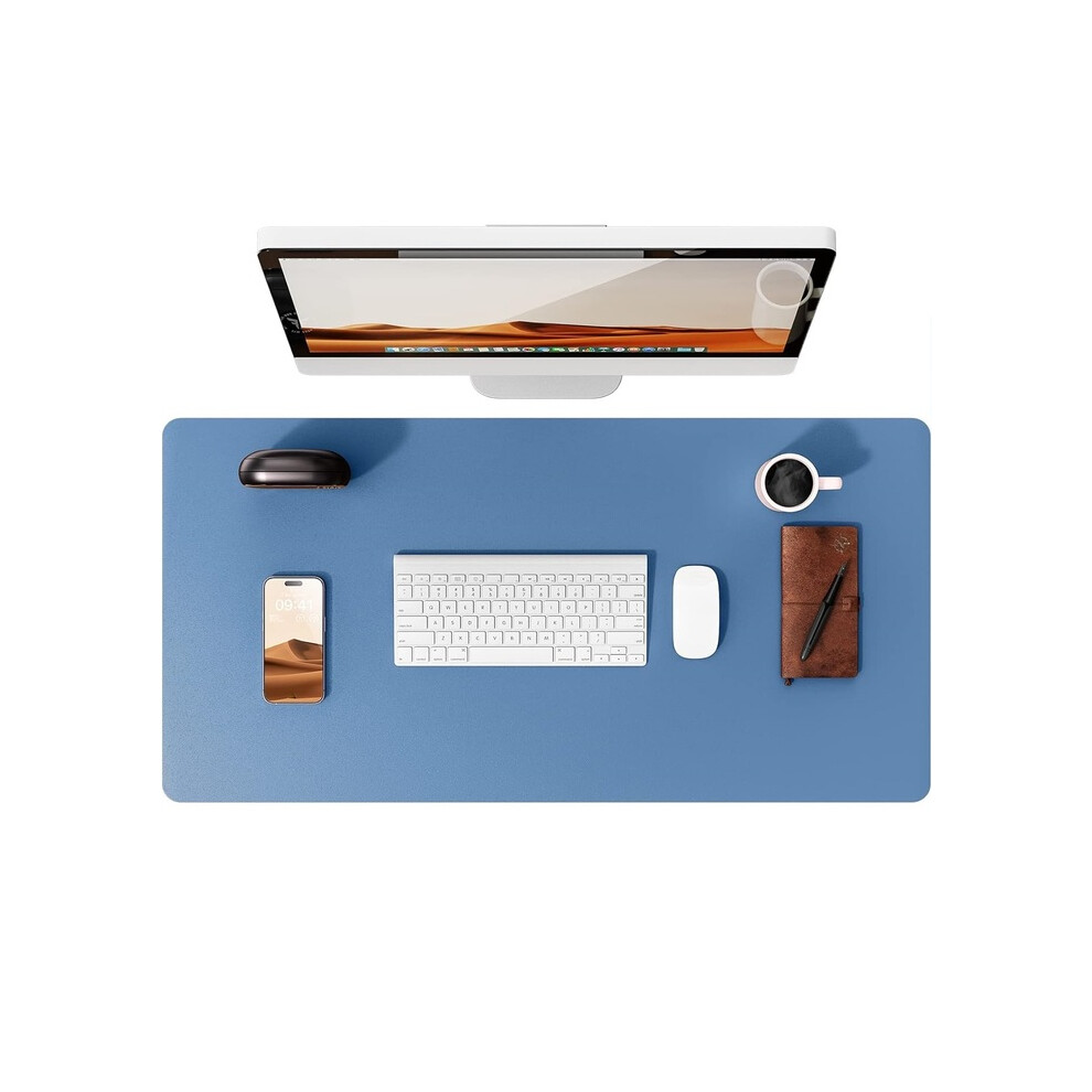 (Sea Blue, 80x40 cm) Desk Pad Protector, Office Desk Mat, Large Mouse Pad, Waterproof  Non-Slip PU Leather Desk Blotter for Office and Home