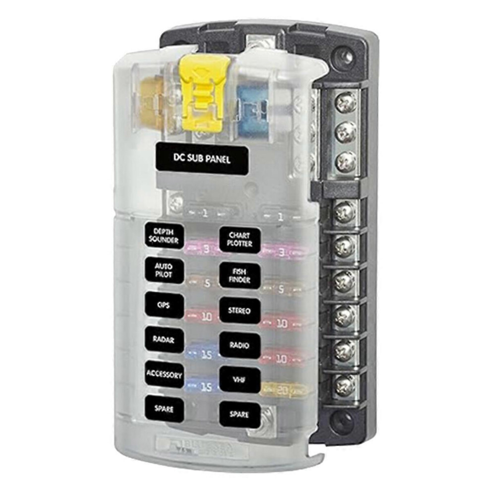 Car Boat Fuse Box Holder 5026 Blade Fuse Block 32V100a 12 Circuit With Ground And Cover 5415817214208
