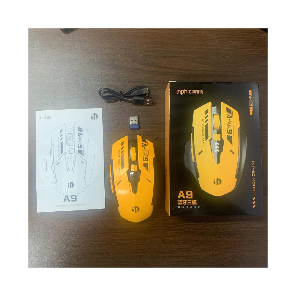 Maxpower (A9 Bluetooth) Inphic Wireless Mouse Rechargeable 700Mah Ergonomic Silent Mice Usb Receiver Mecha Gaming Mouse Laptop Computer Mac Macbook