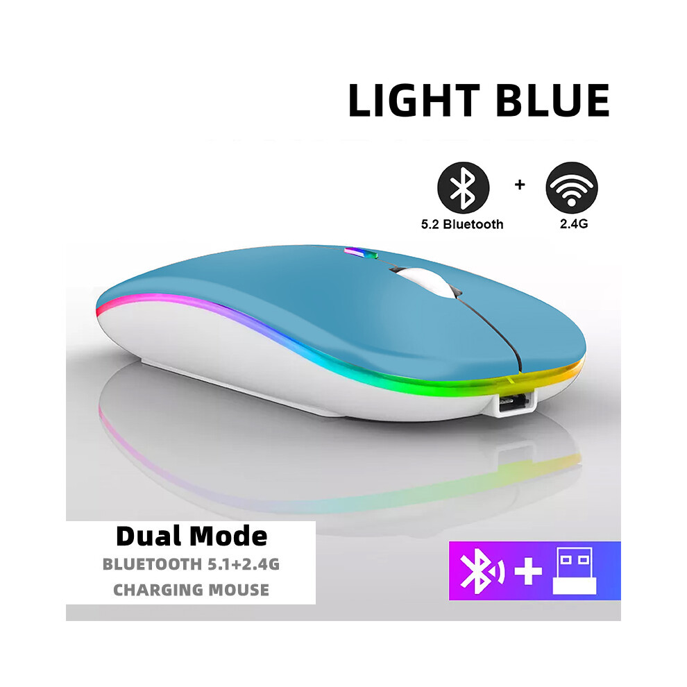 Maxpower (Dual Mode Wireless) Tablet Phone Computer Bluetooth Wireless Mouse Rechargeable Rgb Backlight Mice For Ipad Pc Laptop Tablet Phone 2.4Ghz Usb Mouse