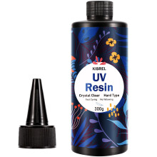 KISREL UV-hartsi 300 g - P ivitetty UV-hartsipakkaus Kova tyyppi Kristallinkirkas ultraviolettikovettuva UV-epoksihartsi korujen valmistukseen