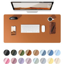 (Brown, 90x43 cm) Office Desk Mat, Leather Desk Pad Protector, Large Mouse Pad, Non-Slip PU Leather Waterproof Desk Blotter, Laptop Desk Pad