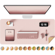 (Pink cork, 60x35 cm) Double-Sided Desk Pad, Leather Desk Mat, Eco Cork Desk Pad Protector,Large Mouse Pad,Waterproof Desk Blotter for Office/Home