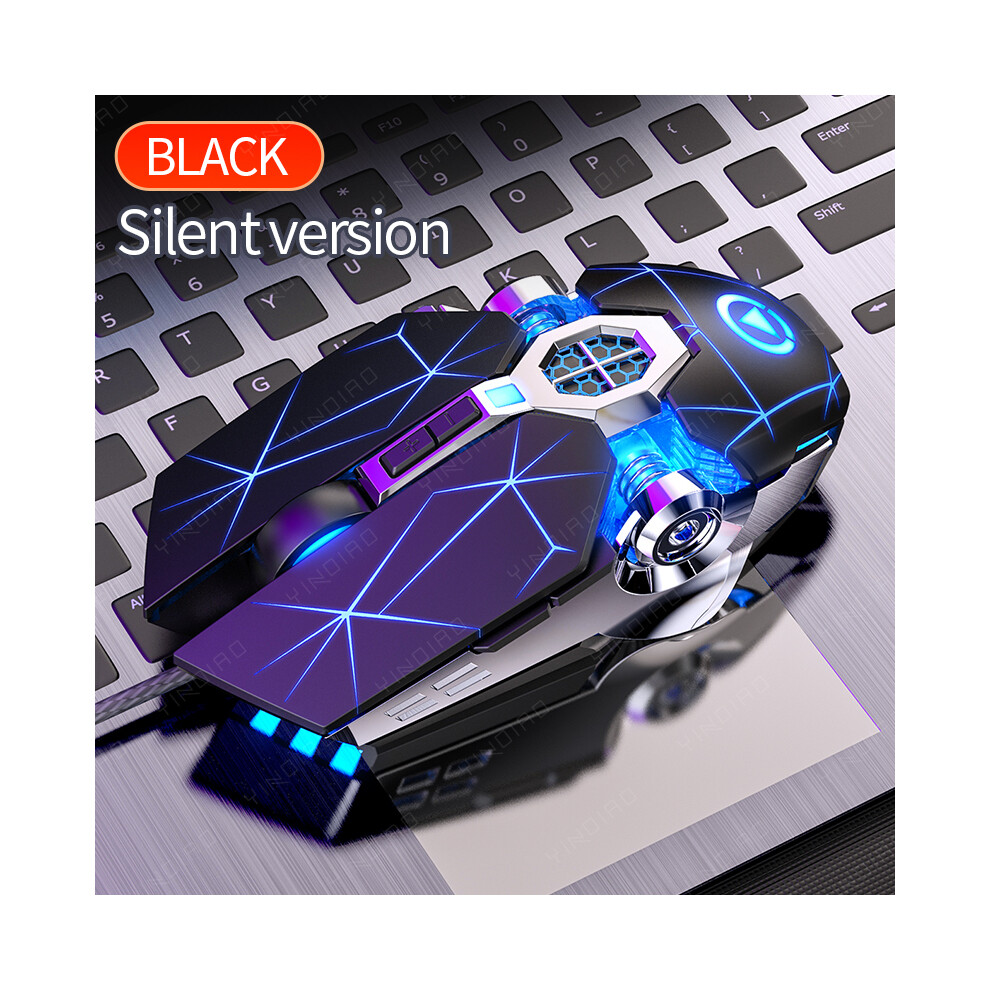 ( Silent) Ergonomic Wired Gaming Mouse Rgb Mute Mouse Led Backlit 3200Dpi 6 Button Usb Mechanical Mause For Pc Laptop Computer Gamer Black 9190758313123