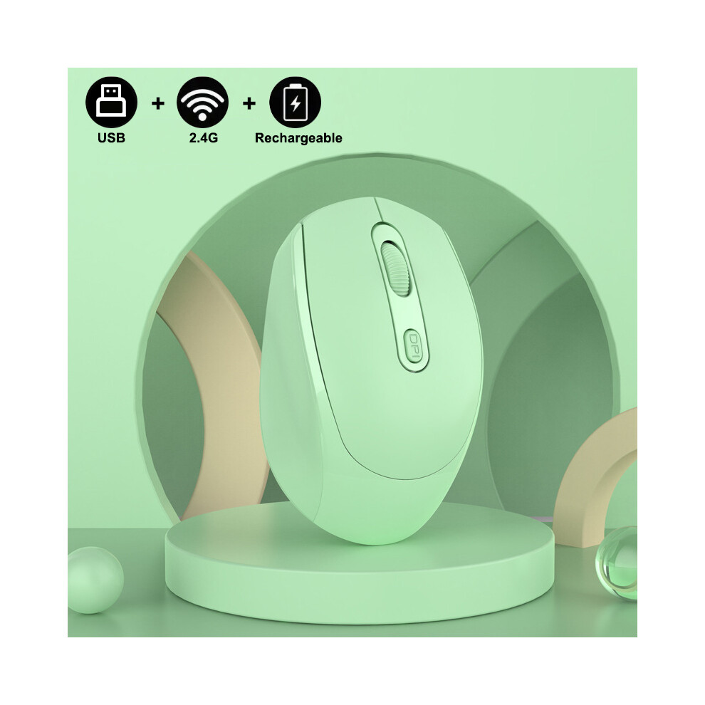 Maxpower (Rechargeable ) Wireless Mouse, Ergonomic Optical Mouse, Computer Mouse For Laptop, Pc,Chromebook,Notebook,Rechargeable Small Cordless Mice Green