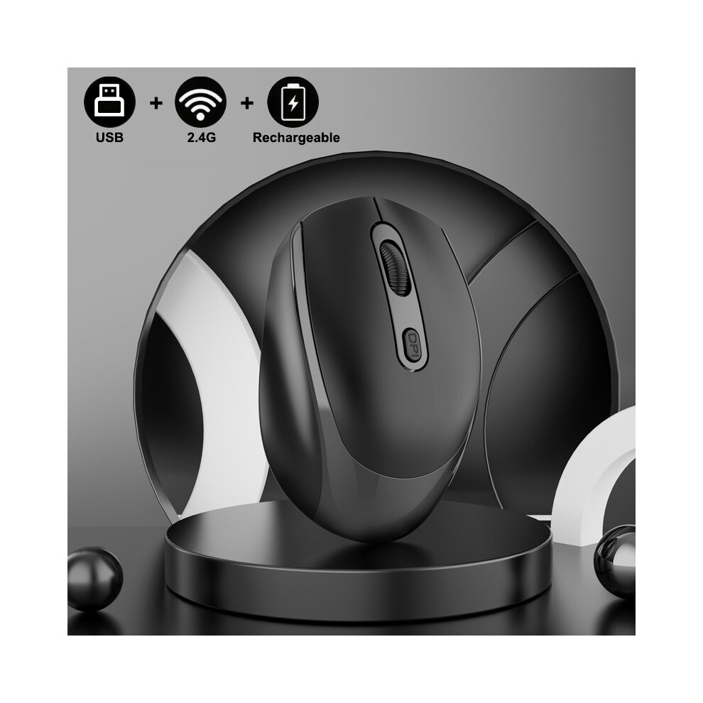 Maxpower (Rechargeable ) Wireless Mouse, Ergonomic Optical Mouse, Computer Mouse For Laptop, Pc,Chromebook,Notebook,Rechargeable Small Cordless Mice Black