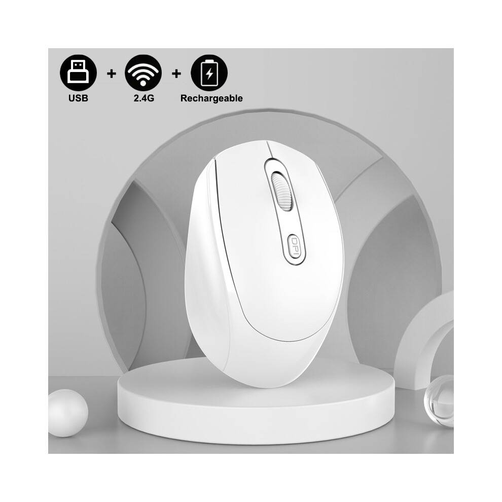 (Rechargeable ) Wireless Mouse, Ergonomic Optical Mouse, Computer Mouse For Laptop, Pc,Chromebook,Notebook,Rechargeable Small Cordless Mice White 9190758298062