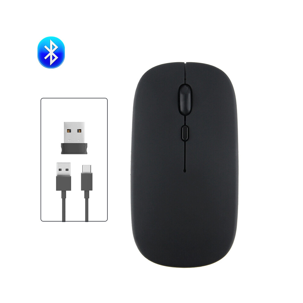 Maxpower (Black) Rechargeable Wireless Bluetooth Mouse Portable Silent Ergonomic Mice For Ipad Computer Laptop Tablet Phone Office Gaming Mouse