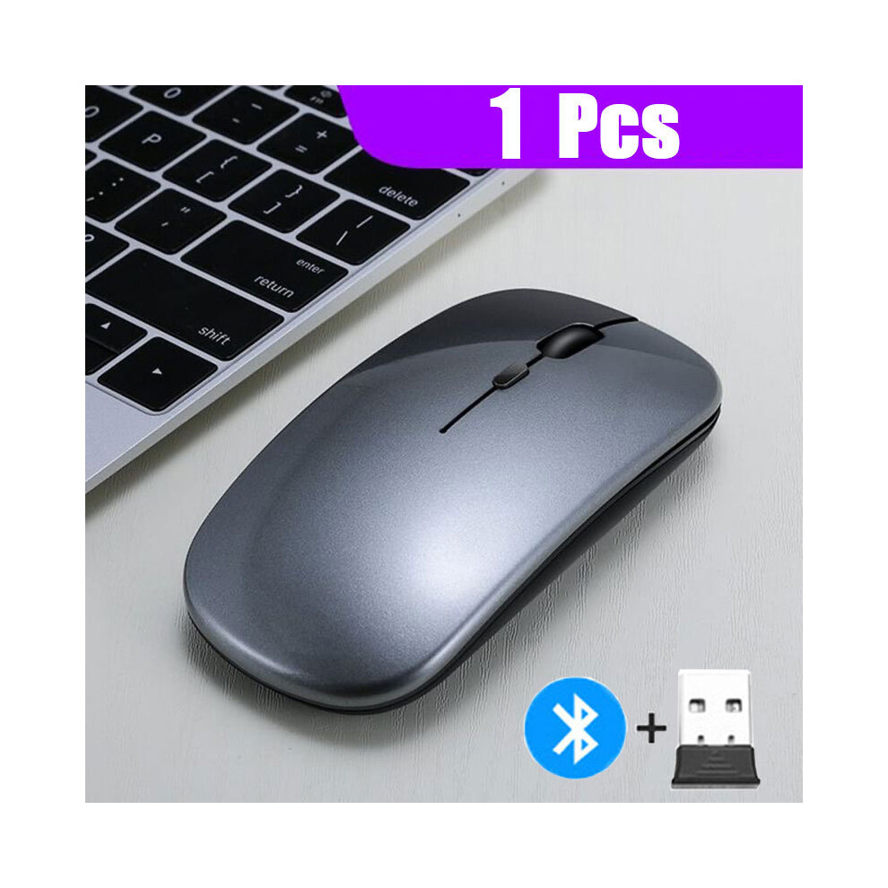 (1Pcs ) 2.4Ghz Wireless + Bluetooth 5.0 Wireless Mouse For Tablet Laptop Computer Ultra Thin Wireless Mice Aaa Battery Version Gray 9190758313178