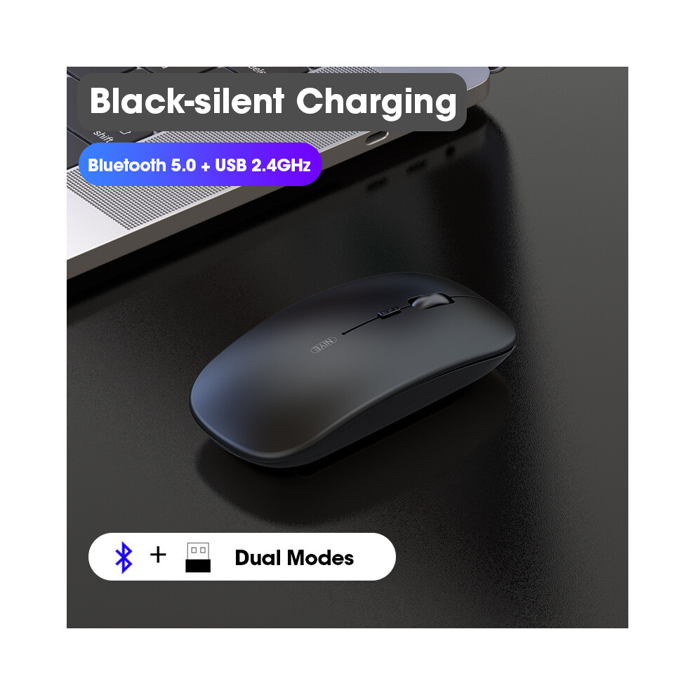 ( Bluetooth) Wireless Mouse Computer Bluetooth Mouse Silent Pc Mause Rechargeable Ergonomic Mouse 2.4Ghz Usb Optical Mice For Laptop Pc Black 9190758309324