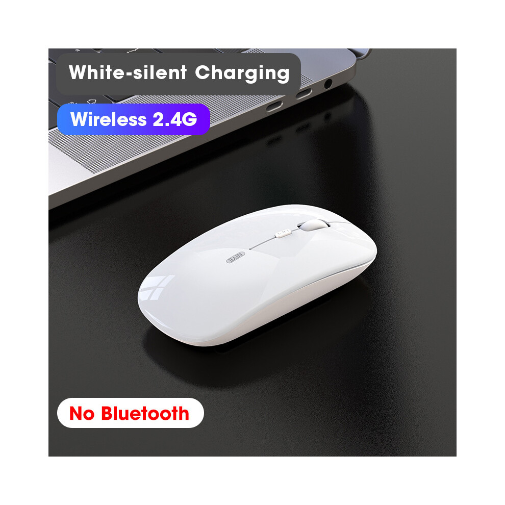 Maxpower ( 2.4Ghz) Wireless Mouse Computer Bluetooth Mouse Silent Pc Mause Rechargeable Ergonomic Mouse 2.4Ghz Usb Optical Mice For Laptop Pc White