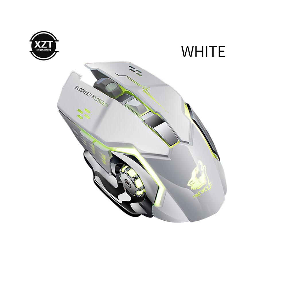 Maxpower (White) Free Wolf X8 Wireless Charging Game Mouse Mute Mouse Backlit Mechanical Mouse Ergonomic Optical Mouse For Pc Laptop Desktop