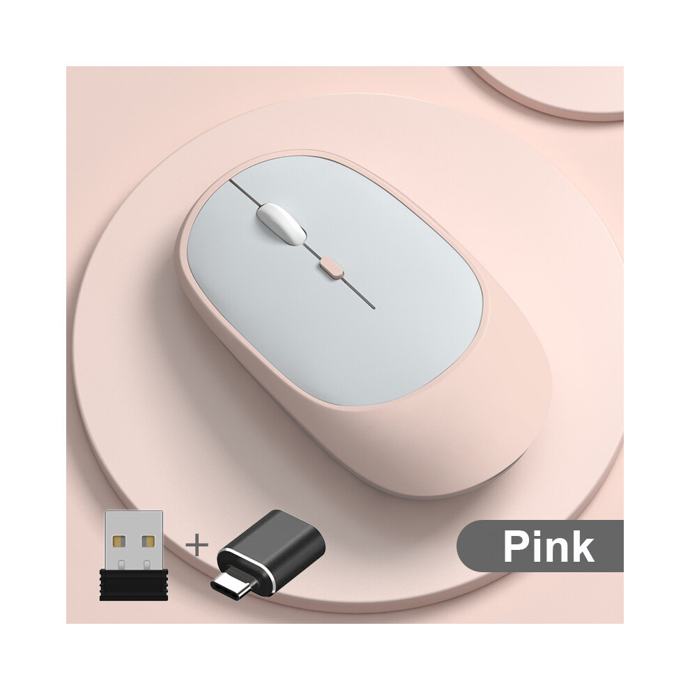 Maxpower (D With Adapter) Wireless Mouse Rechargeable Mouse Gamer Dual Modes Bluetooth-Compatible Usb Mute Mice For Laptop Pad Tablet Macbook Mause