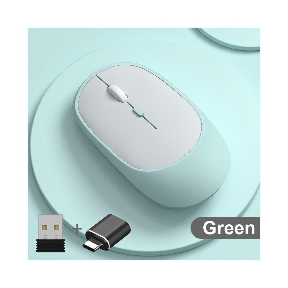 Maxpower (C With Adapter) Wireless Mouse Rechargeable Mouse Gamer Dual Modes Bluetooth-Compatible Usb Mute Mice For Laptop Pad Tablet Macbook Mause