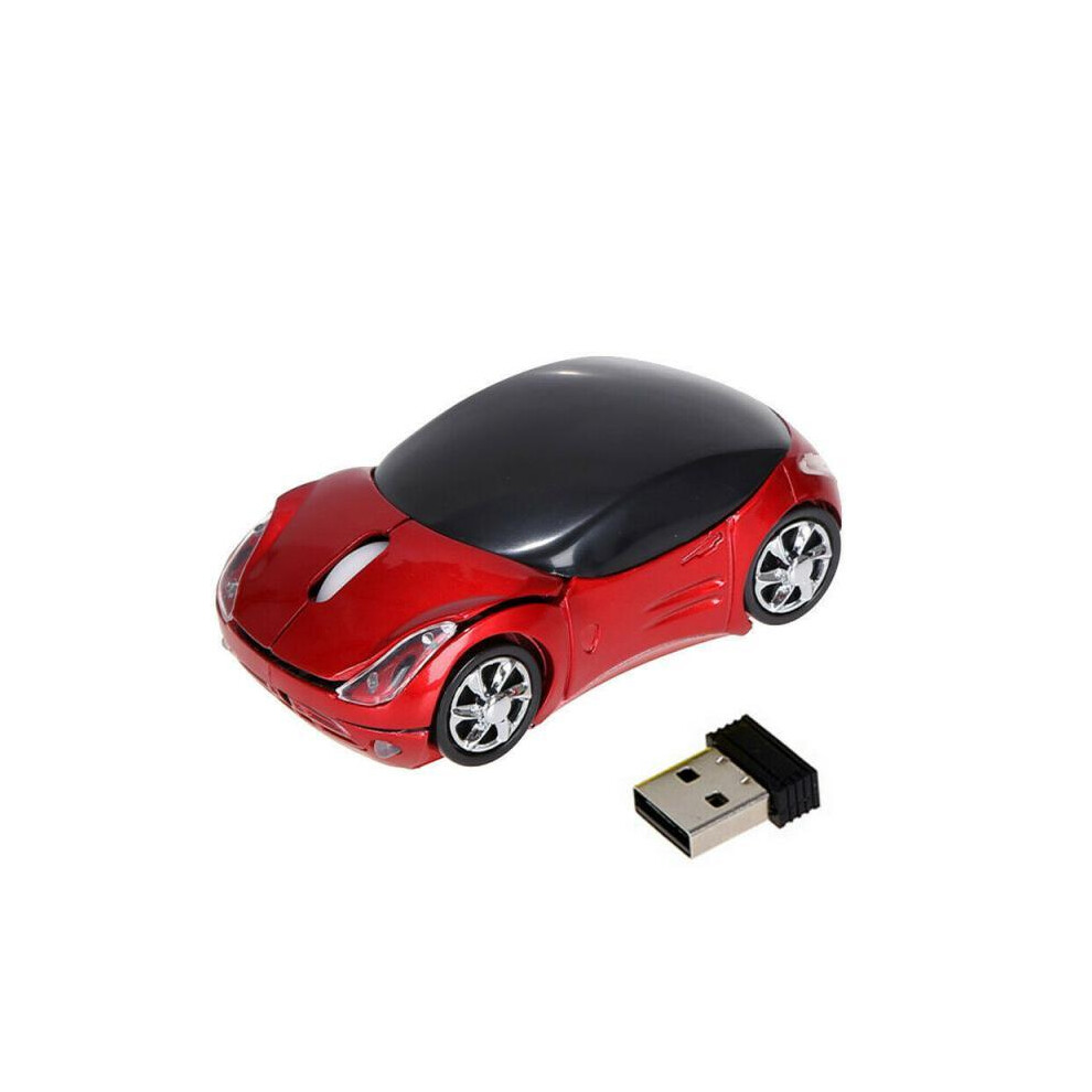 (Red) Mouse Raton 2.4GHz 1200DPI Car Shape Wireless Optical Mouse USB Scroll Mice Computer Professional For PC Laptop 18Aug2