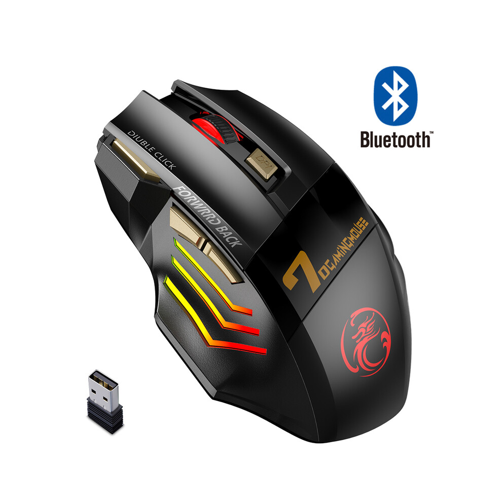 Maxpower (Black) Rechargeable Bluetooth Mouse Wireless Pc Gamer Mouse Computer Gaming Mouse Ergonomic Mause 5500 Dpi Mice For Laptop Ipad Black