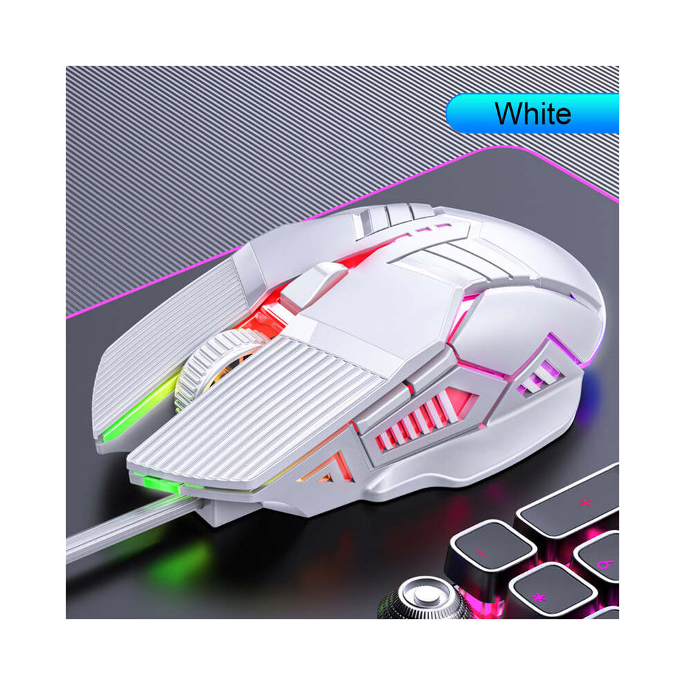 Maxpower (Sound-) 3200Dpi Ergonomic Wired Gaming Mouse Usb Mouse Gaming Rgb Mause Gamer Mouse 6 Button Led Silent Mice For Pc Laptop Computer White