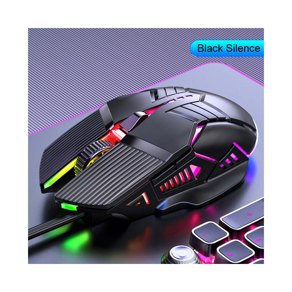 (Silent-) 3200Dpi Ergonomic Wired Gaming Mouse Usb Mouse Gaming Rgb Mause Gamer Mouse 6 Button Led Silent Mice For Pc Laptop Computer Black 9190758309737