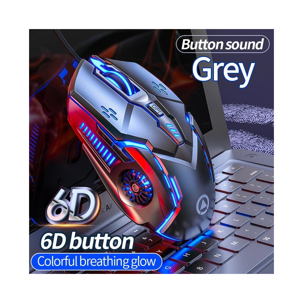 ( Sound) Ergonomic Wired Gaming Mouse Rgb Mute Mause Led Backlit 3200Dpi 6Button G5 Usb Mechanical Mause For Pc Laptop Computer Gamer Grey 9190758309843