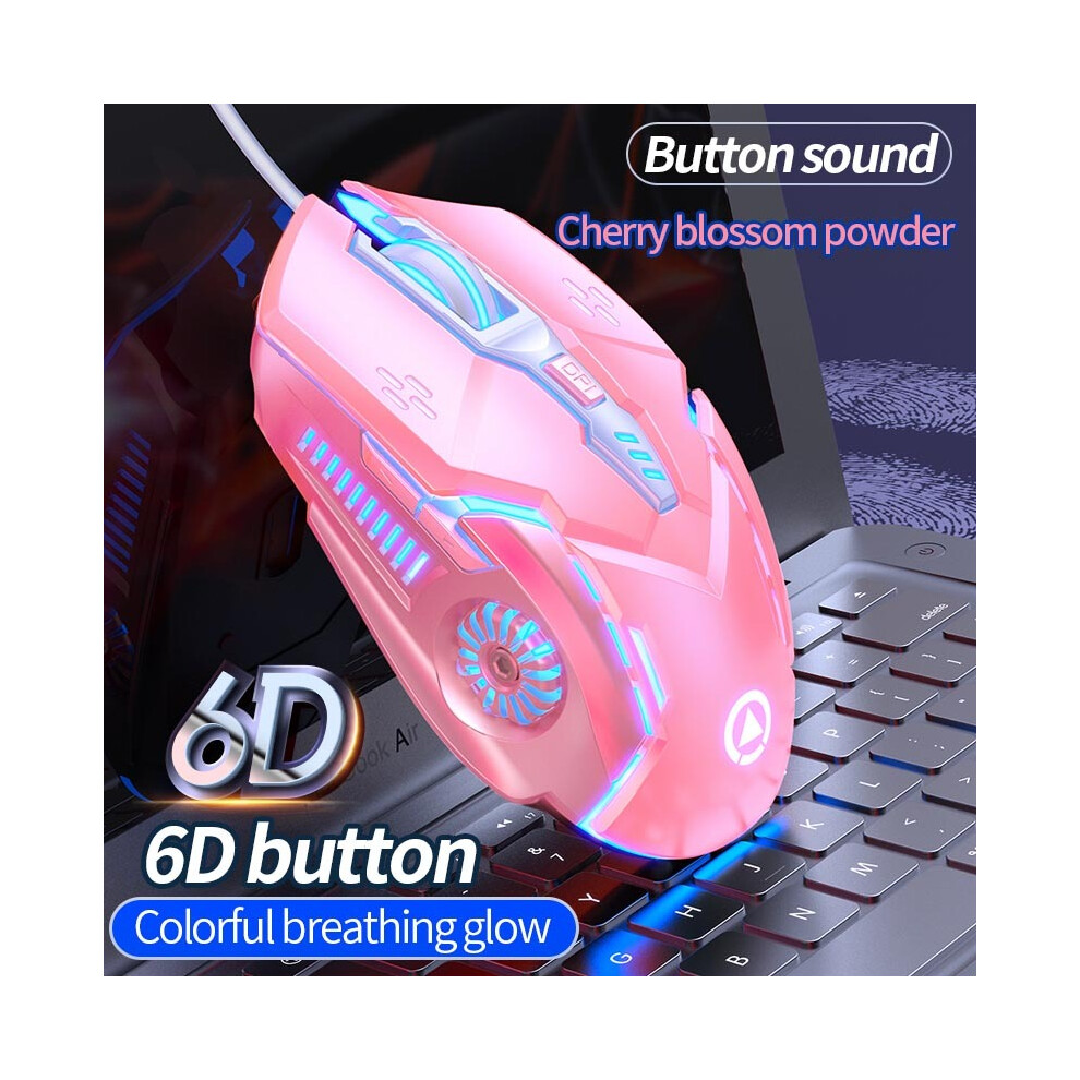 Maxpower ( Sound) Ergonomic Wired Gaming Mouse Rgb Mute Mause Led Backlit 3200Dpi 6Button G5 Usb Mechanical Mause For Pc Laptop Computer Gamer Pink