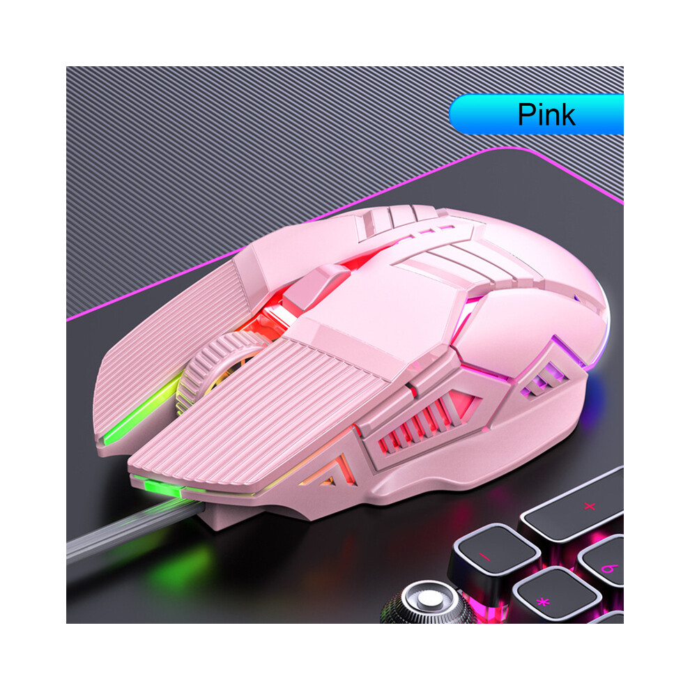 Maxpower (Pink) 3200Dpi Ergonomic Wired Gaming Mouse Usb Computer Mouse Gaming Rgb Backlit Gamer Mouse 6 Button Led Silent Mice For Pc Laptop Pink