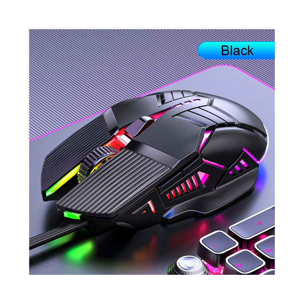 (Black) 3200Dpi Ergonomic Wired Gaming Mouse Usb Computer Mouse Gaming Rgb Backlit Gamer Mouse 6 Button Led Silent Mice For Pc Laptop Black 9190758294002