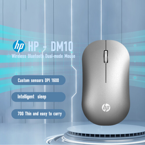(Silver) HP DM10 Wireless Bluetooth Dual-mode Mouse Business Office Wireless Mouse Apple Notebook Micro Sound Bluetooth Portable Wireless 2