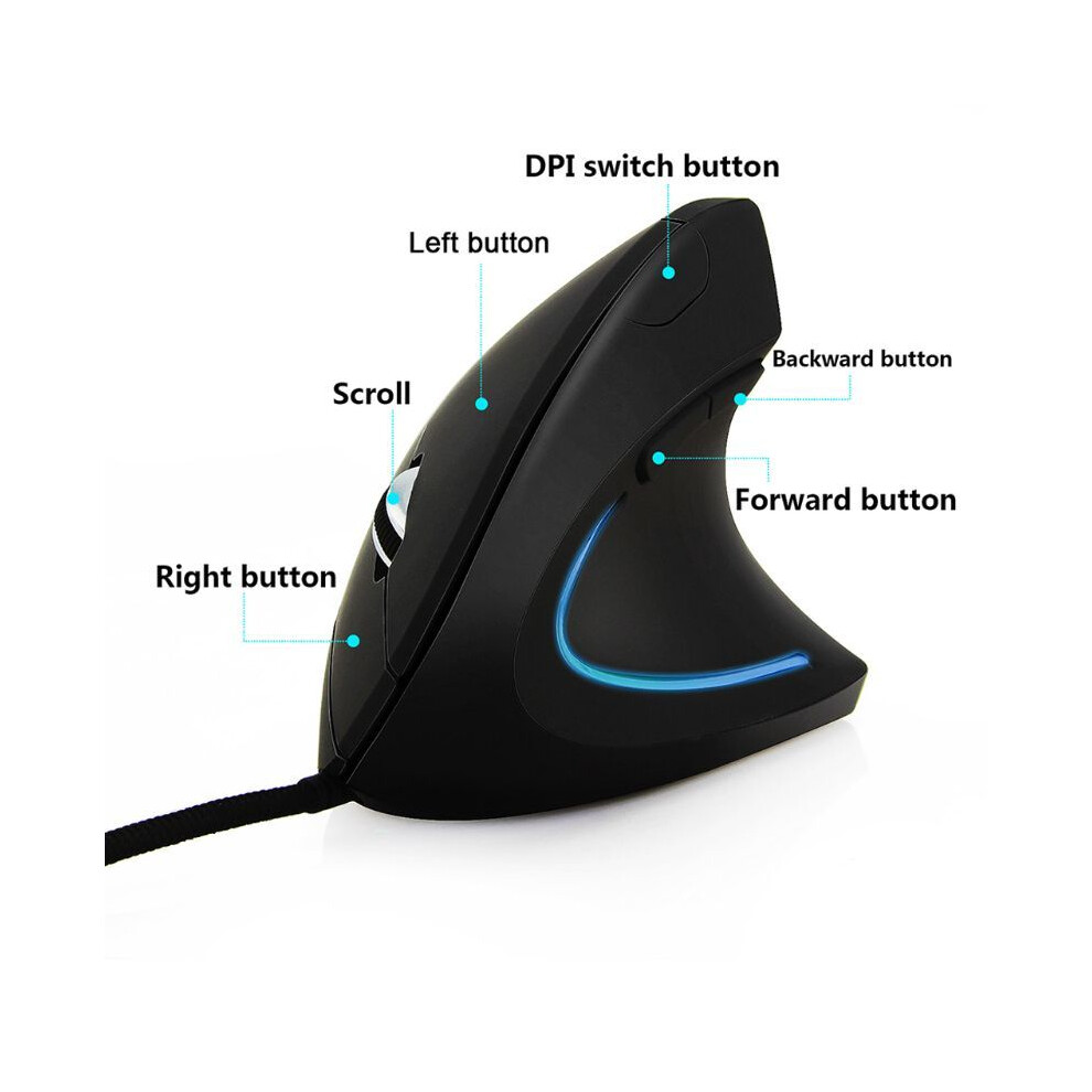 Maxpower Wired Right Hand Vertical Mouse Ergonomic Gaming Mouse 800 1200 1600 Dpi Usb Optical Wrist Healthy Mice Mause For Pc Computer