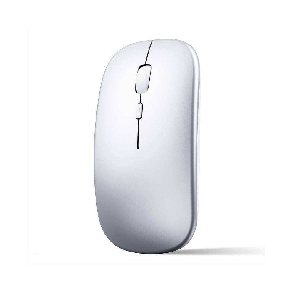(Silver) Wireless Rechargeable Mouse for Laptop Computer PC,  Slim Mini Noiseless Cordless Mouse, Mice for Home/Office