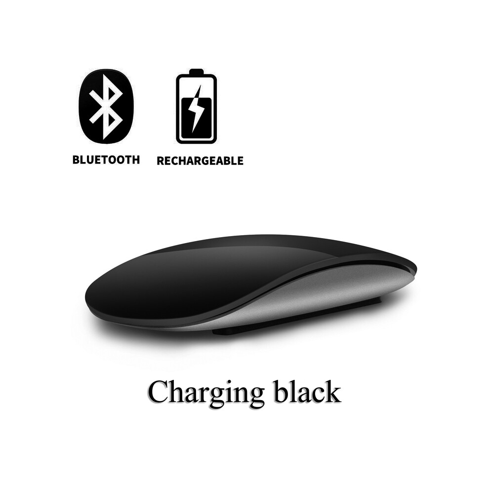 Maxpower (Charging ) Bluetooth 5.0 Wireless Mouse Wirelesss Rechargeable Silent Multi Arc Touch Mice Ultra-Thin Magic Mouse For Laptop Ipad Mac Pc Black