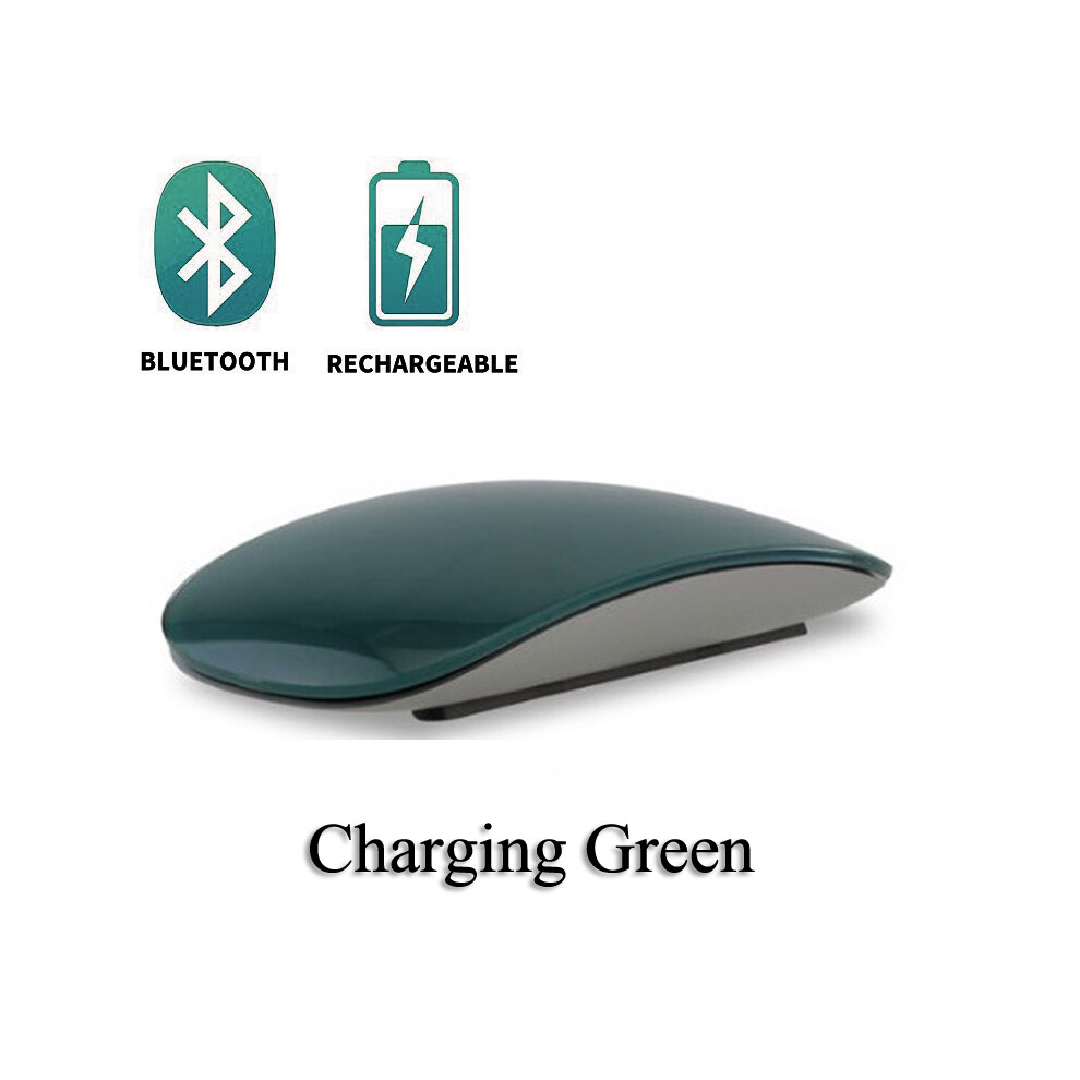 Maxpower (Charging ) Bluetooth 5.0 Wireless Mouse Wirelesss Rechargeable Silent Multi Arc Touch Mice Ultra-Thin Magic Mouse For Laptop Ipad Mac Pc Green