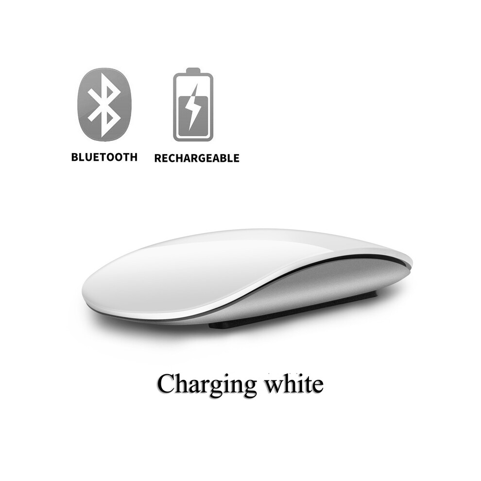 Maxpower (Charging ) Bluetooth 5.0 Wireless Mouse Wirelesss Rechargeable Silent Multi Arc Touch Mice Ultra-Thin Magic Mouse For Laptop Ipad Mac Pc White
