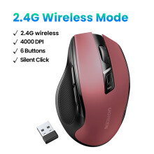 (ONLY 2.4G Red) UGREEN Wireless Mouse Bluetooth5.0 Mouse Ergonomic 4000DPI 6 Mute Buttons Mouse For MacBook Tablet Laptops Computer PC Mice