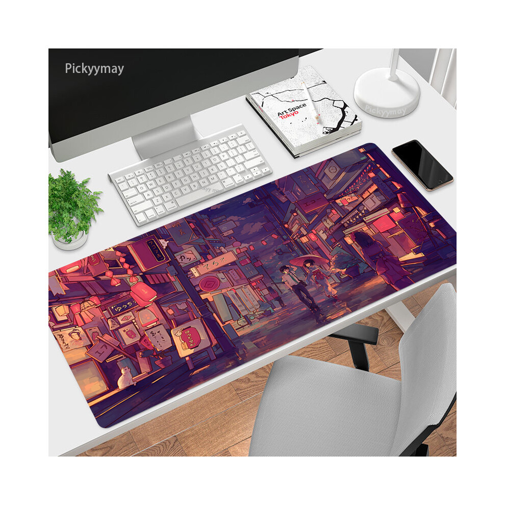 (WA00096 (2), 500x1000x3mm) Anime Street Mouse Pad Gamer Large Lock Edge Cute Rubber Gaming Mousepad Non-slip Rubber Computer Desk Mat Padmouse Mouse Mat