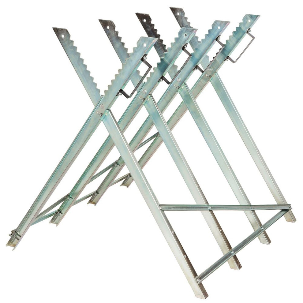 SAW HORSE WOOD LOG HOLDER METAL CHAINSAW LOG CUTTING BENCH STAND 84x80x80cm